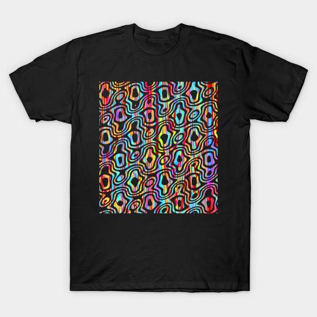 Blue and Red Abstract Aesthetic Ribbon Pattern T-Shirt by Mazz M